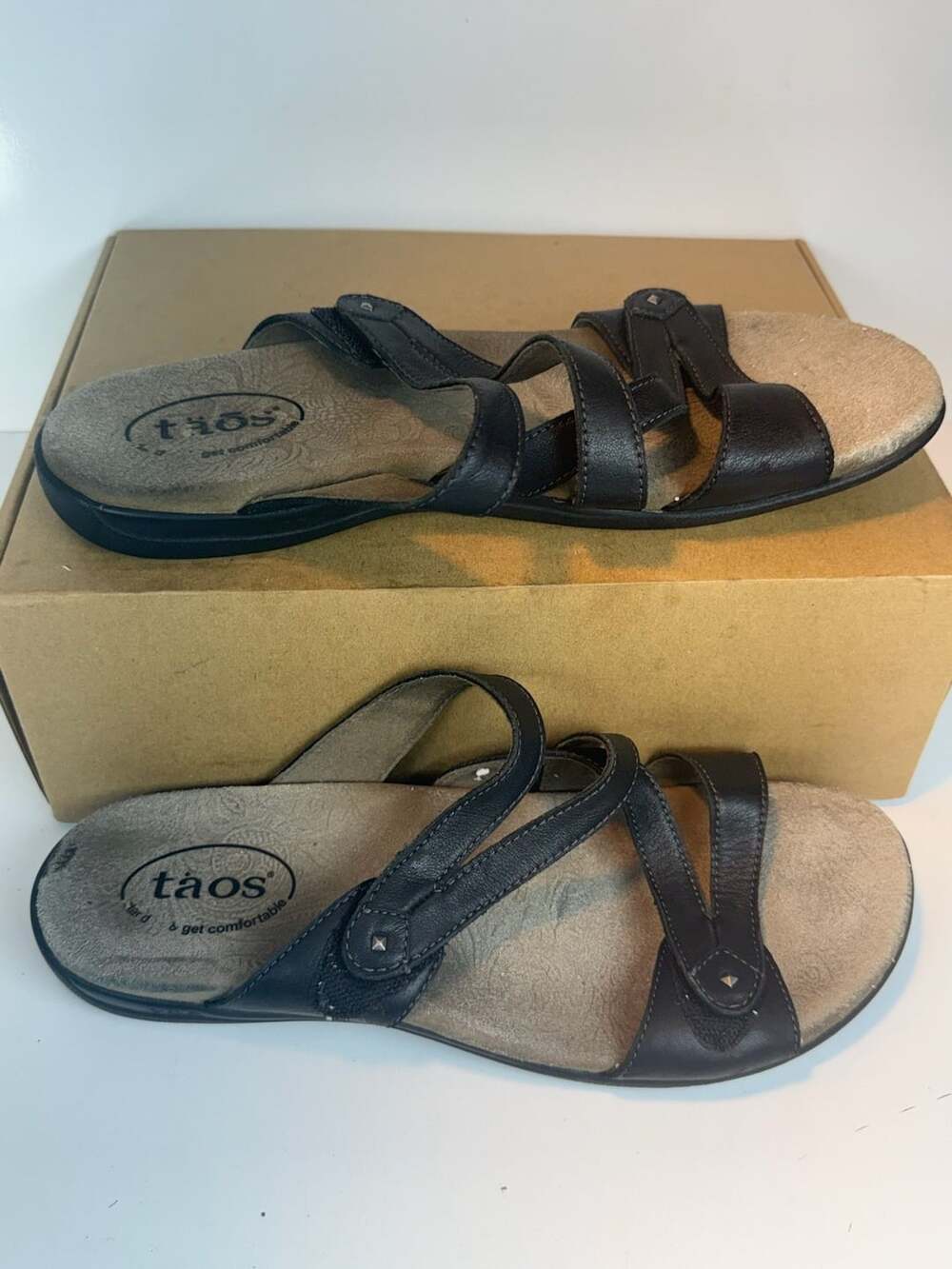 Taos Sandals Black Leather Size 10
